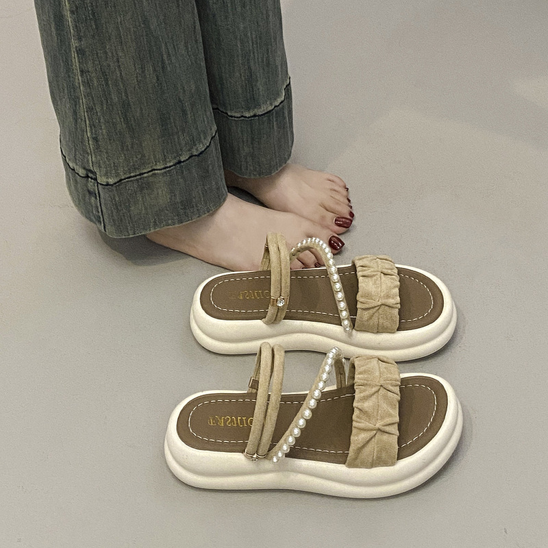 Ddmysports Stepping On Clouds Soft Leather For Women Summer New Versatile Slip On Dress Shoes Two Way Wear Sandals Outdoor Shoes