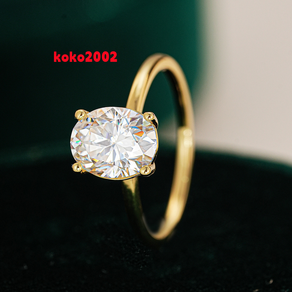 Fine Jewelry Oval Cut VVS 1 2ct Misanite Diamond Wedding Ring for Women Real Golden Plated S925 Sterling Silver With Gra