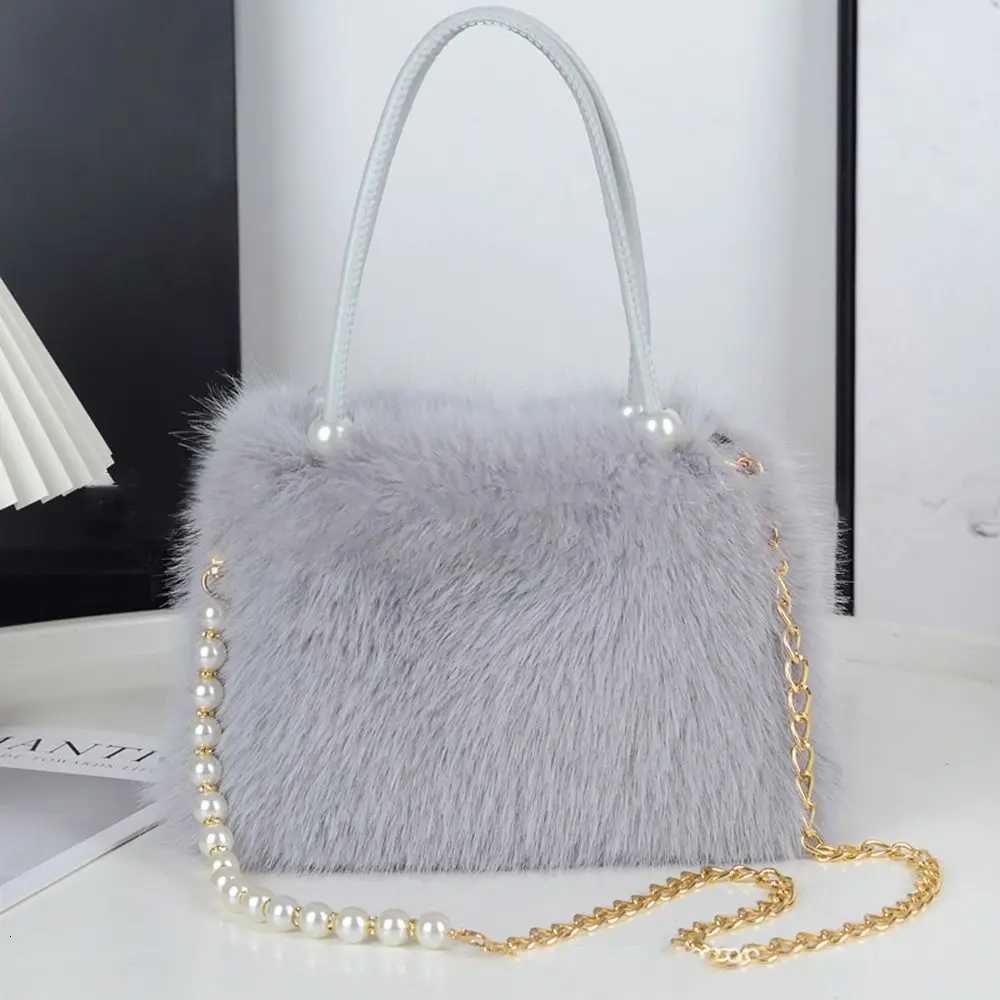 ible Wens Imitati Fox Fur Bag Large Capacity Solid Color Handbag Plush Lightweight Crossbody Bag Shoder Bag Y250725