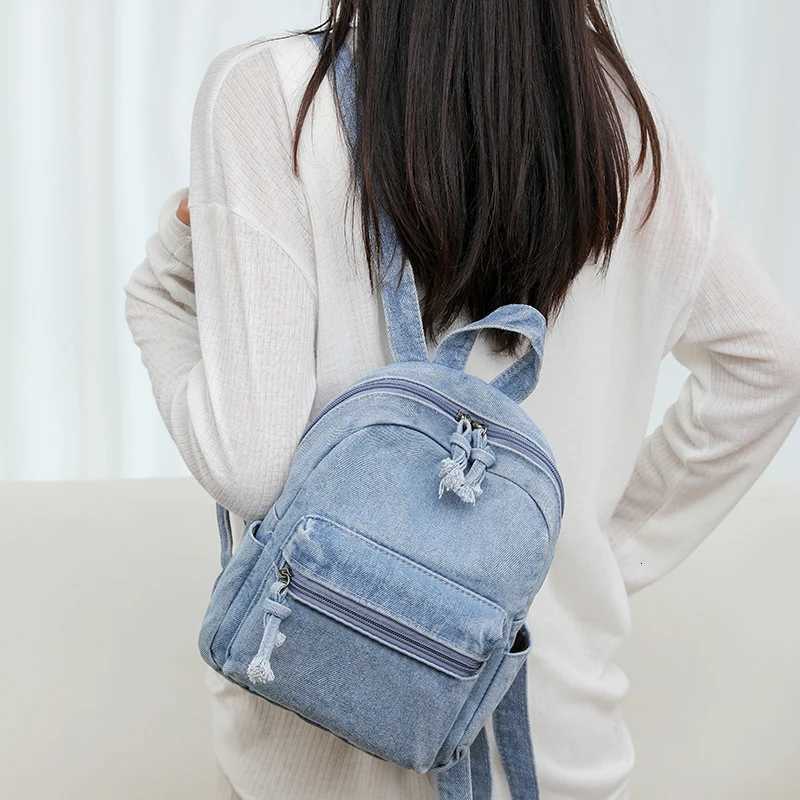 Persali Denim Backpack For Women Simple And Casual Small Backpack For College Students M Backpack Trend Travel Bag Y250724