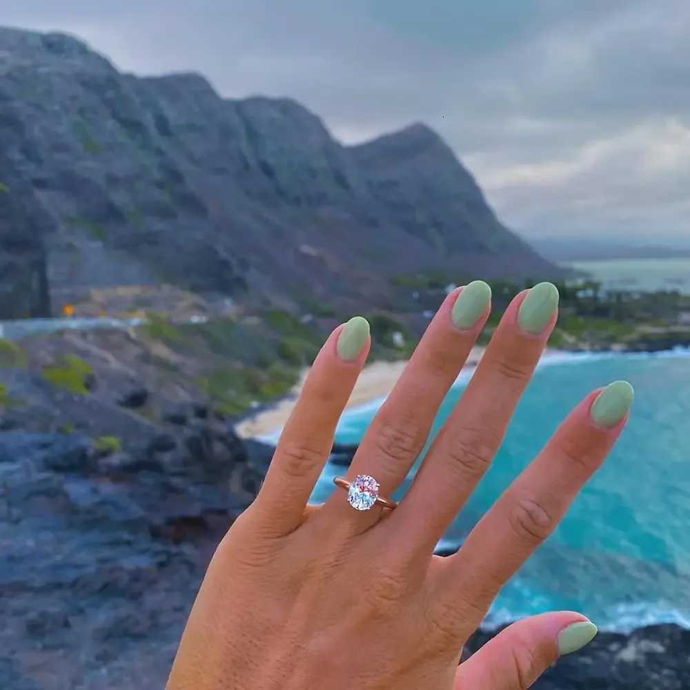 Trumium 3CT 925 sterling silver engagement ring oval cut card cube zirconia wedding promise ring exquisite jewelry for women W250417