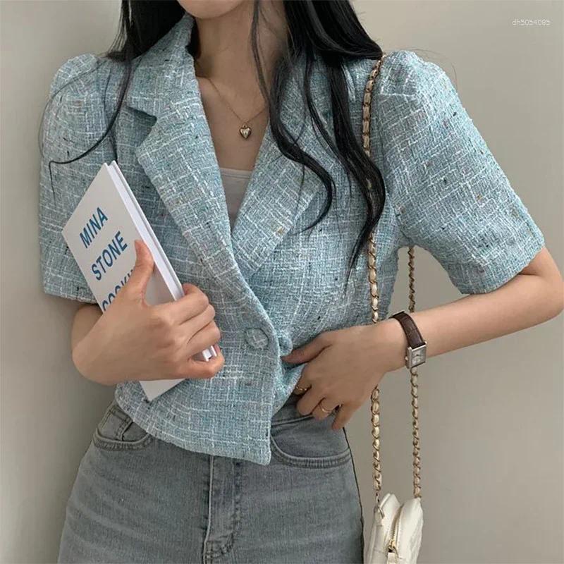 Women's Jackets Korean Chic Small Fragrant Tweed Coat Women Suit Collar Loose Sleeve Short Spring Summer 2025 Outerwear Tops