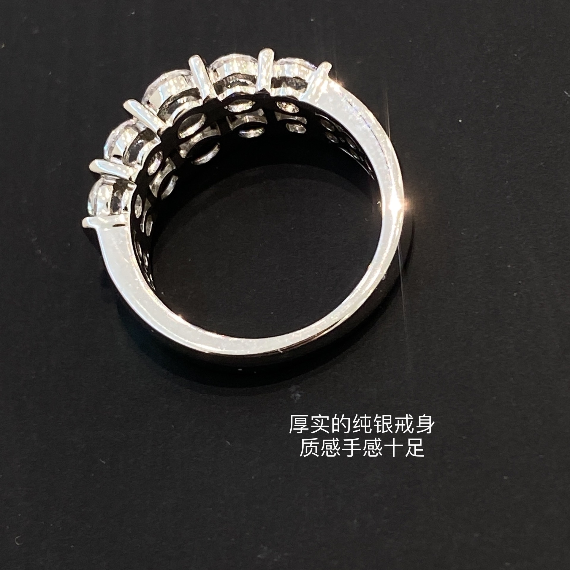 Designer Jewelry European And American Trendy Ins Style Elegant High-end Ten Diamond Row Diamond Ring Using 1.4 Diamond 925 Sterling Silver Luxury