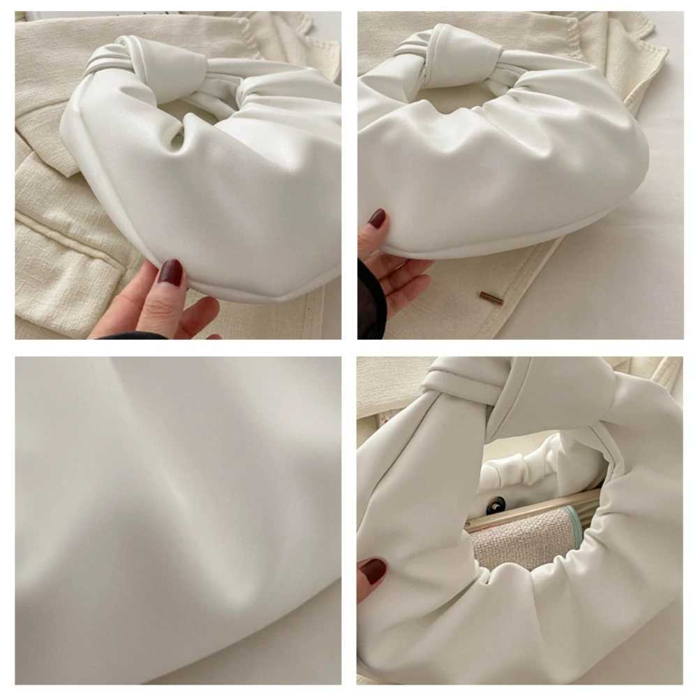 Pleated Club Bag Wen Solid Color PU Leather Knot Top Handle Bag Fi Simple Ladies Ruched Pouch for Outdoor Travel Y250725