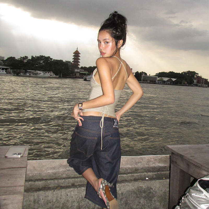 2024 Summer New Women's Solid Color Sexy Fashion Halter Neck Crop Top Vest 880