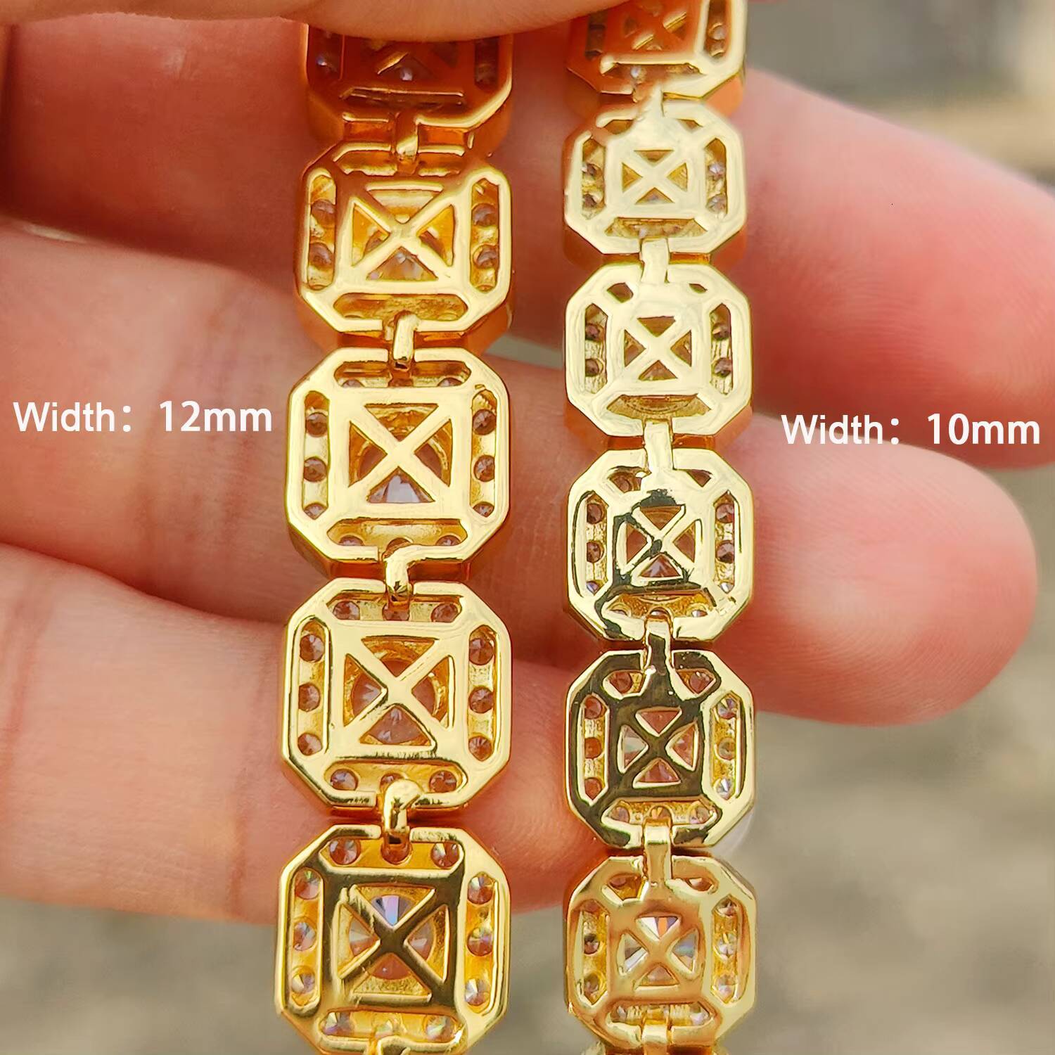 Eskeem Luxury Iced Out Tennis Necklace 925 Silver Gold Plated VVS Moissanite Chain Hip Hop Unisex Jewelry Gift