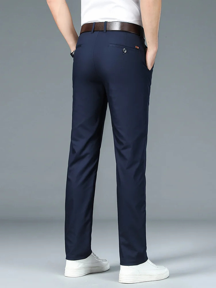 High Quality Straight Business Suit Pants Men Bamboo Fiber Spring Summer Elegant Casual Long Formal Trouser Male 250725