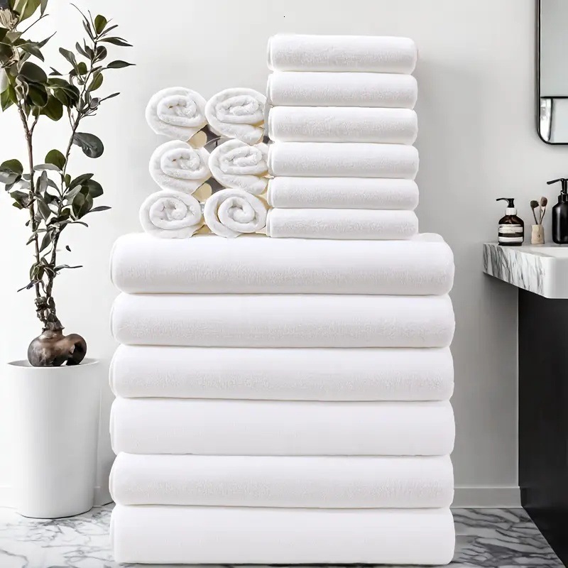 Lanjia- 18-Piece Set Towel Square Absorbent Soft Coral Fleece Face Washing Bathing Bath Bathroom Towels 240730 Ea5e0