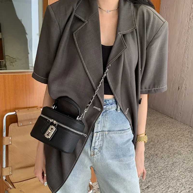 2024 Summer Fashion Square Handbags Chains Crossbody Bags Women Texture PU Shoulder Bag Elegant Chic Mini Mobile Phone Bags Y250725