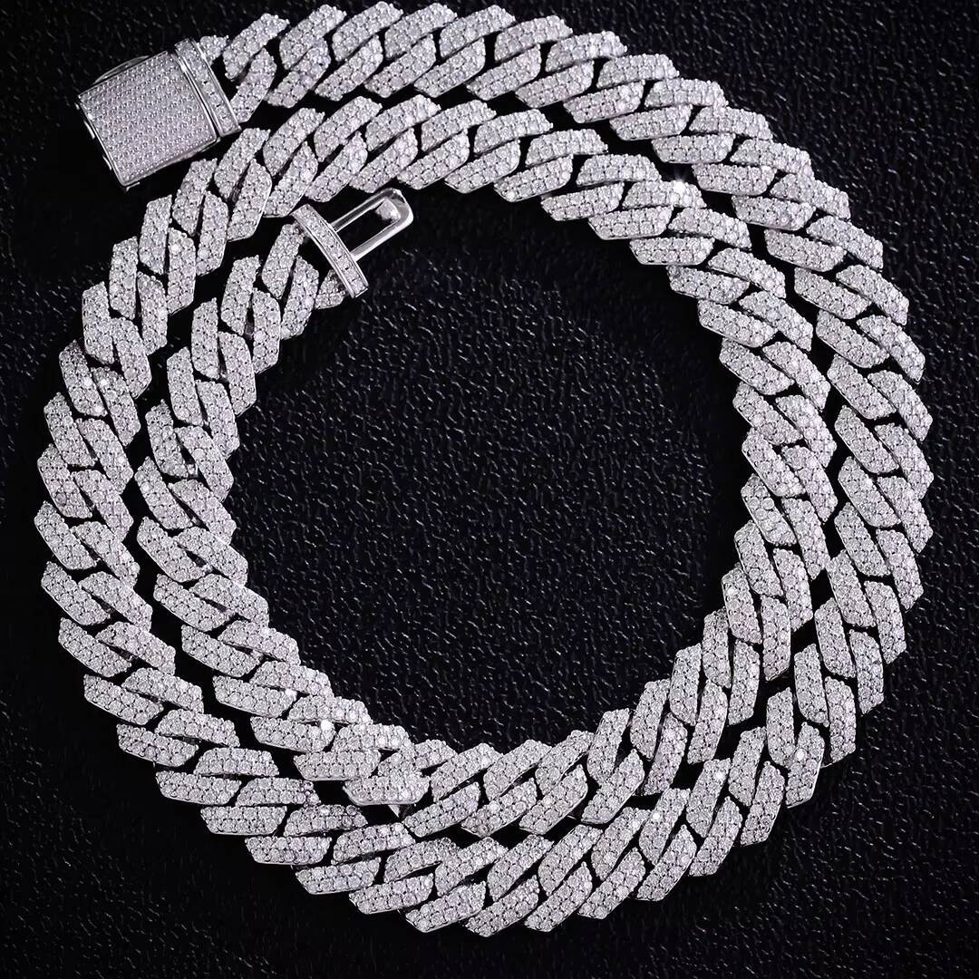 Hip Hop 10mm 12mm Ice Out Vvs1 Mossianite Cuban Link Chains 925 Sterling Silver Men Cuban Necklace Jewelry Men Hip Hop Bracelet