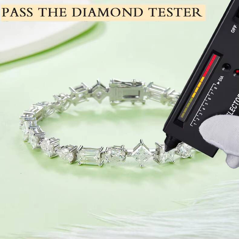 High Quality 925 Sterling Silver Hip Hop Tennis Chain Bracelet 2mm-6.5mm Moissanite Pass Diamond Tester
