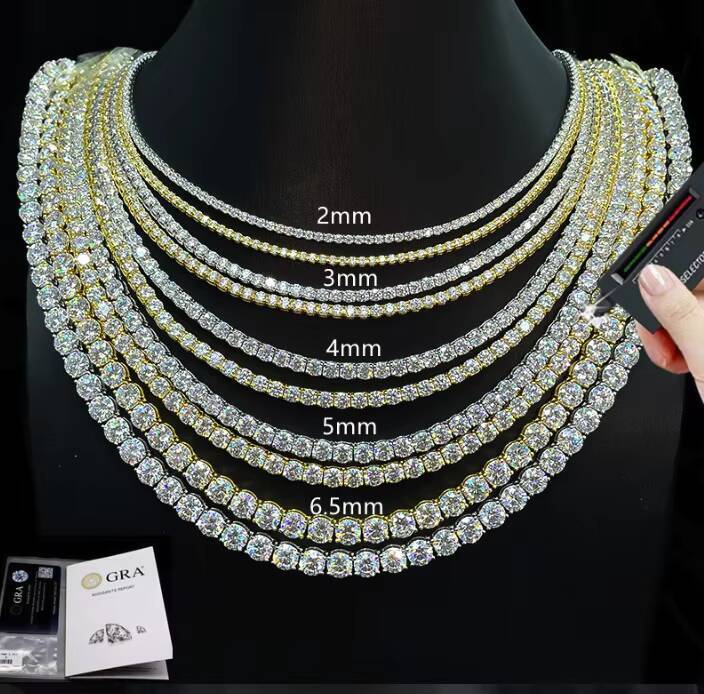 Luxury Custom GRA Moissanite Tennis Chain - 2mm/3mm/4mm/5mm/6.5mm Diameter