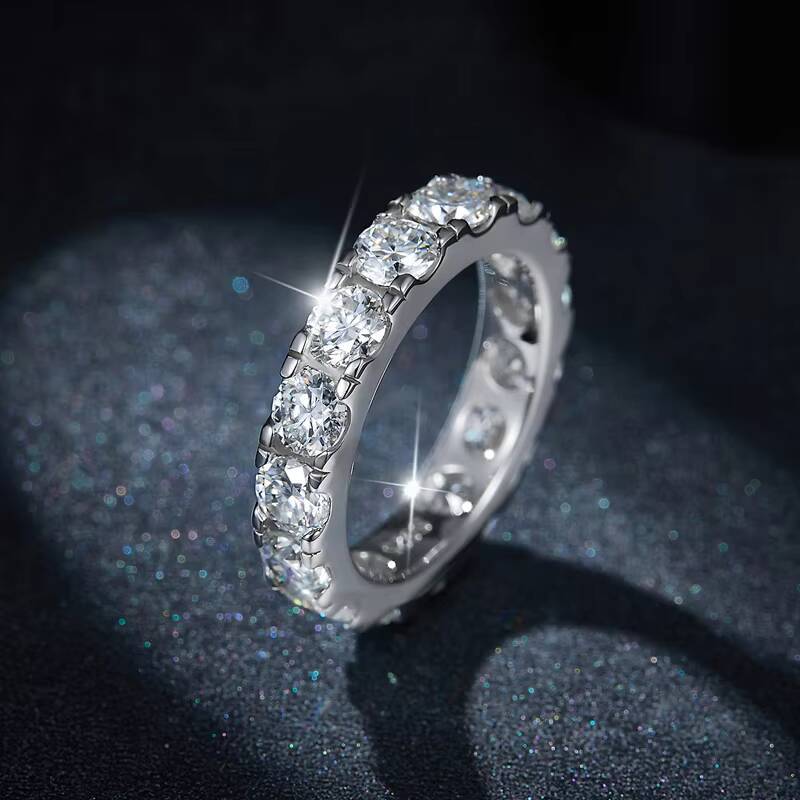 Hip Hop Moissanite Man Rings Round Black Moissanite Diamond Round Brilliant Cut Moissanite 925 Silver Ring