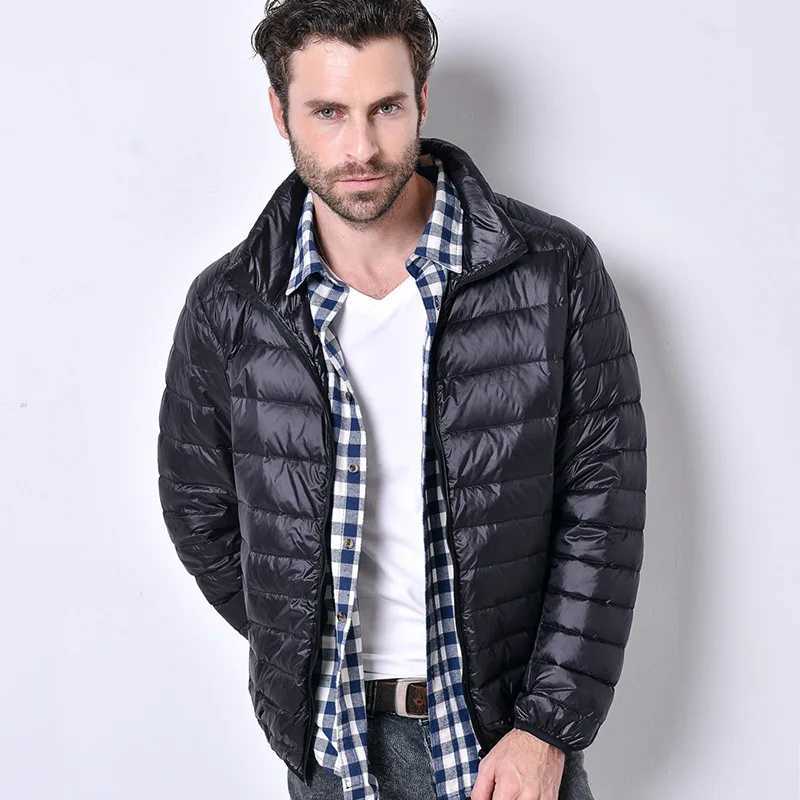 Winter Down Jacket Men White Duck Coat Windproof Warm Travel Camping Overcoat New in Thick Solid Color Hooded Mens Clothing X250725