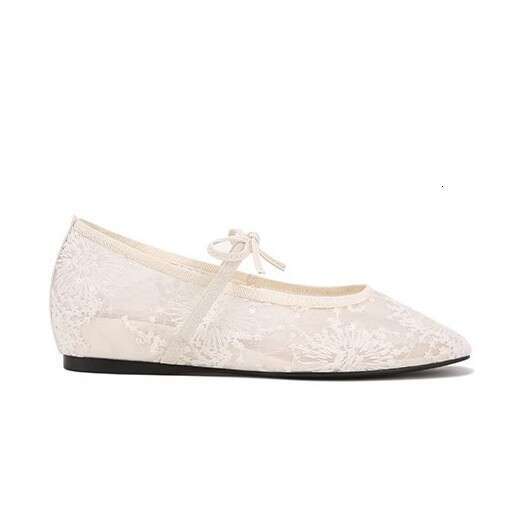 Designer Summer New Shallow Mouth Single Lace Breathable Bowknot One-Strap Comfortable Soft Sole Flat Shoes for Women