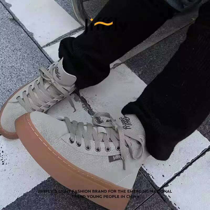 2025 Jifffly Unisex Spring And Autumn New Trendy Versatile High Top Couple Casual Sneakers
