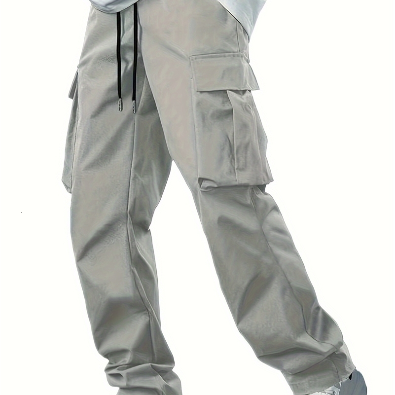 2024 Summer Mens Work Pants European and American Independent Station Drawstring Multi Pocket Casual 250717