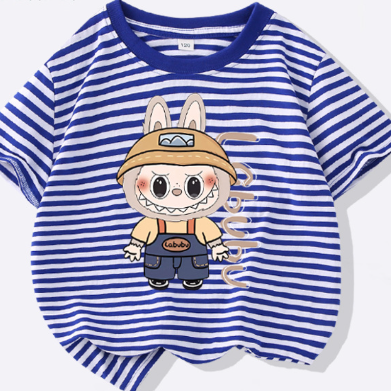 LABUBU Boys and girls short-sleeved T-shirt comfortable and soft pure cotton skin-friendly fabric children's T-shirt baby designer clothes Summer