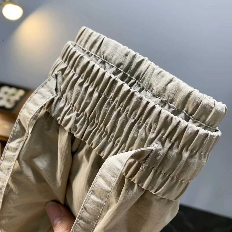 Summer Thin Mens Workwear Shorts Trendy Casual Sports Loose Cool Ice Silk Quick Drying Five Quarter Pants W250724