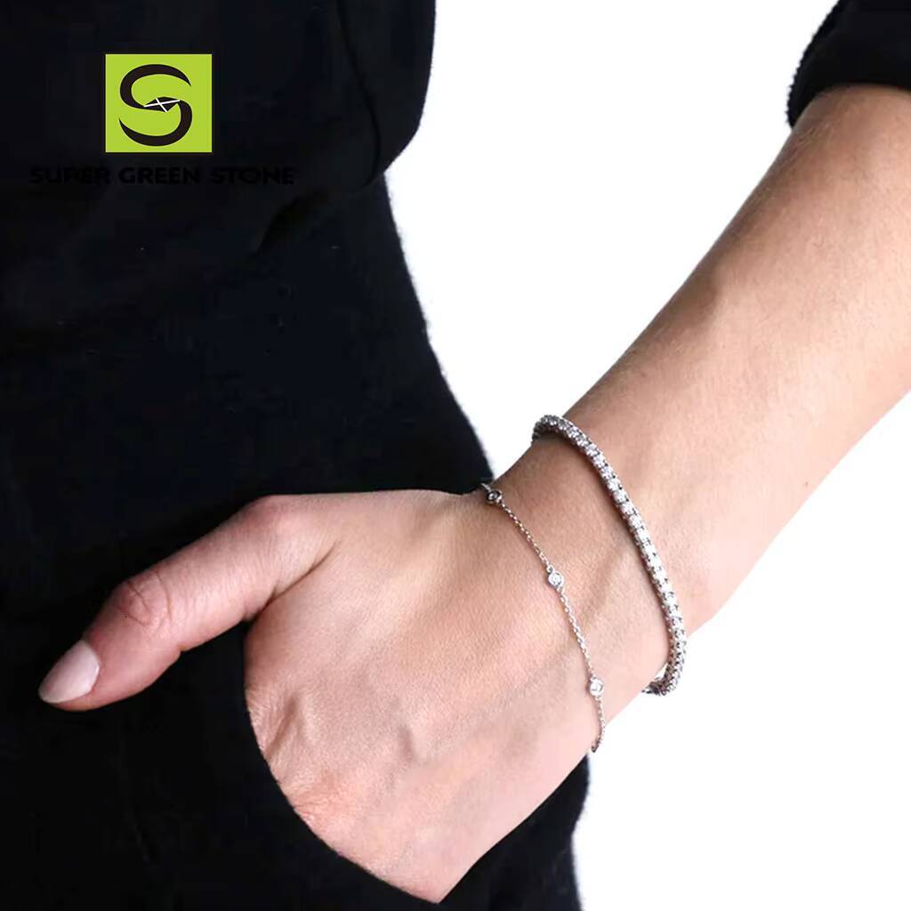 SuperGS SGSB017 Factory Wholesale 14K 18k Gold Jewelry 3mm 4mm 5mm 6mm 8mm Custom VVS Lab Diamond Tennis Chain Bracelet