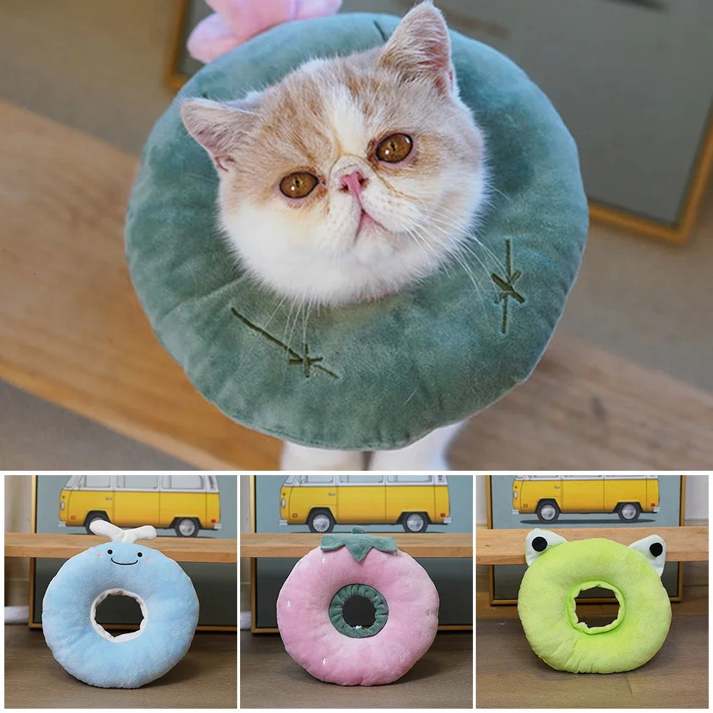 Pet Cat E-Collar Recovery Cone Protection Collar Adjustable Cotton Blends Neck Recover Collar Printed Elizabeth Circle for Cat 250716