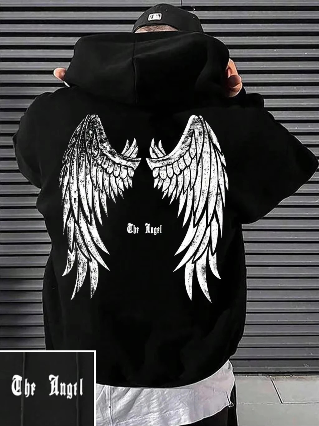 Angel Wings Printed Mens Hoodie O Collar All Match Loose Sweatshirt Fashion Basic Daily Comfort Fall Wear 250716