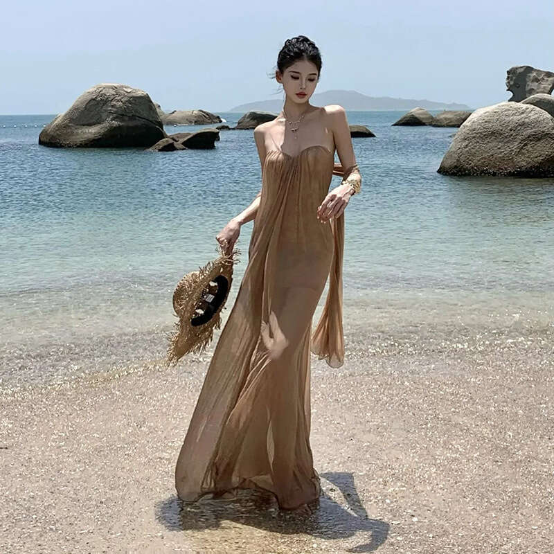 2025 Spring New Women's Solid Color Loose Street Fashion Off-Shoulder Tube Dress 6e6