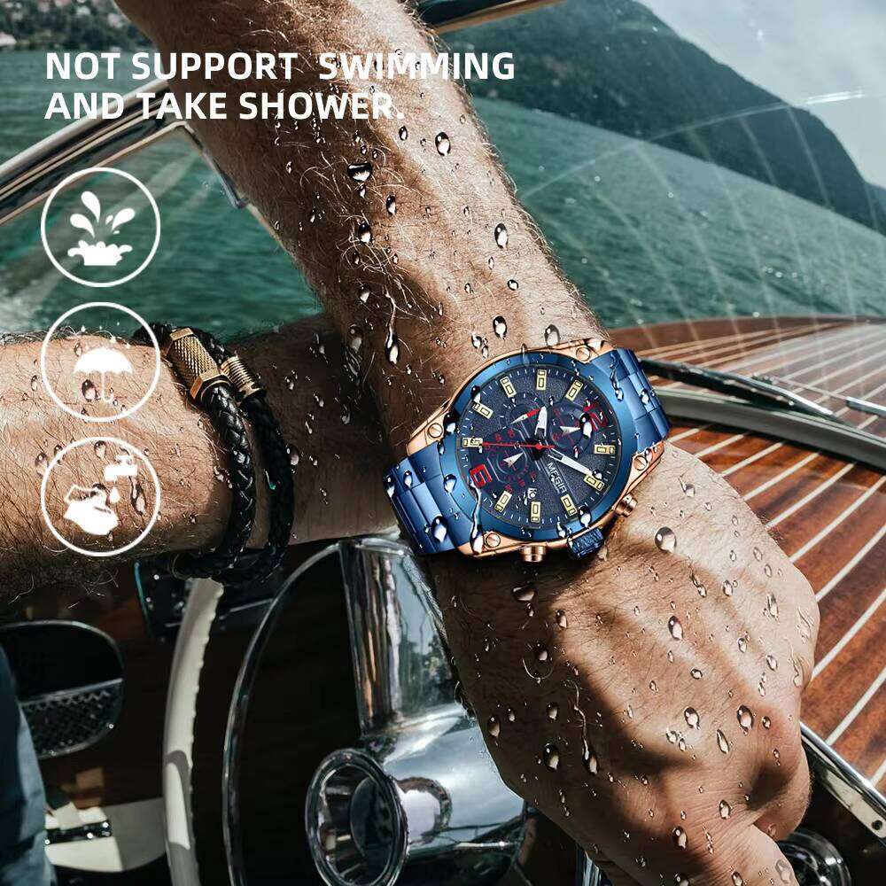 MEGIR Men's Business Chronograph Watch - Stainless Steel, Waterproof, Luminous, 46.5mm - Bulk Wholesale