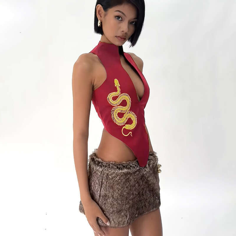 2025 Spring New Women's Solid Color Slim Street Fashion V-Neck Sleeveless Embroidered Vest 81c