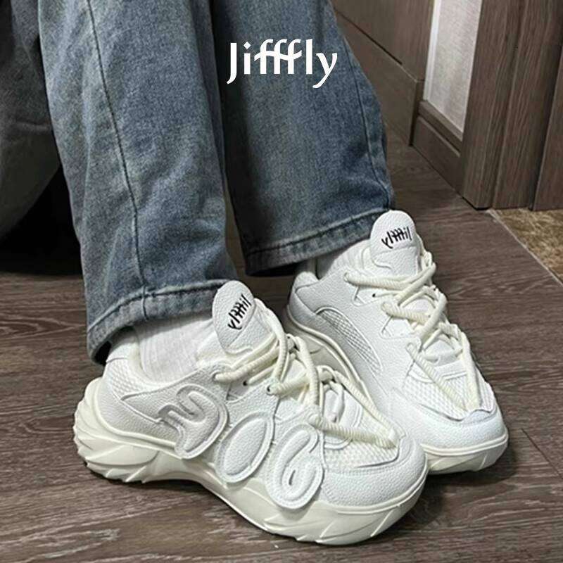 Jifffly Dad Sneakers Women's Autumn/Winter Collection - Classic White Vintage Style Couples' Athletic Shoes