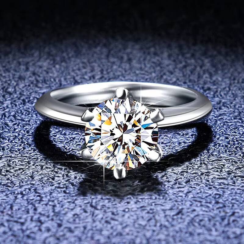 VANFI 925 Silver D VVS Moissanite Rhodium-Ring Ultra-Bright and Minimalist Stylish Design for Ladies