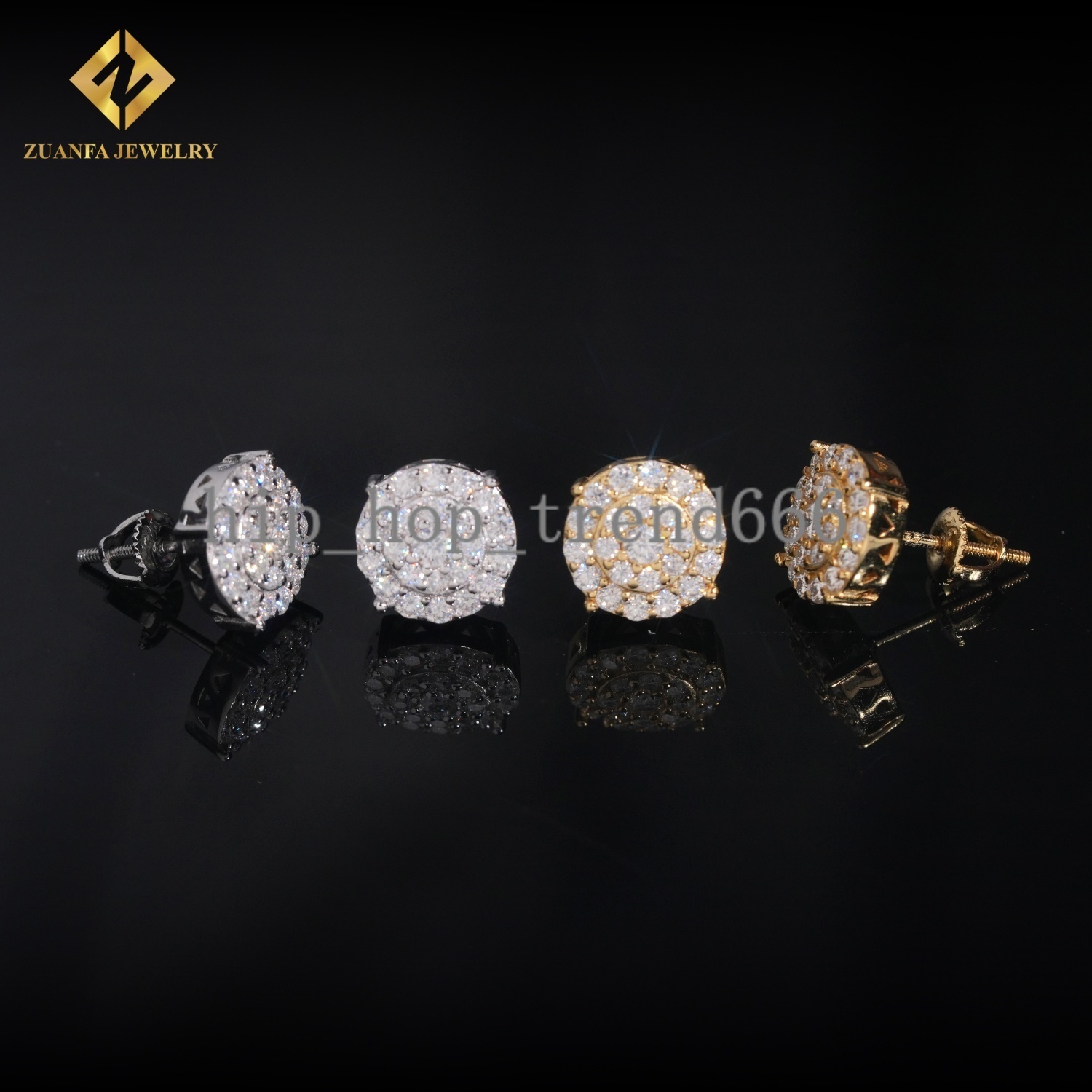 New Arrival 10mm Moissanite Earring Rapper Fashion Diamond Earring Solid 18k Gold 925 Silver VVS Moissanite Iced Out Earrings