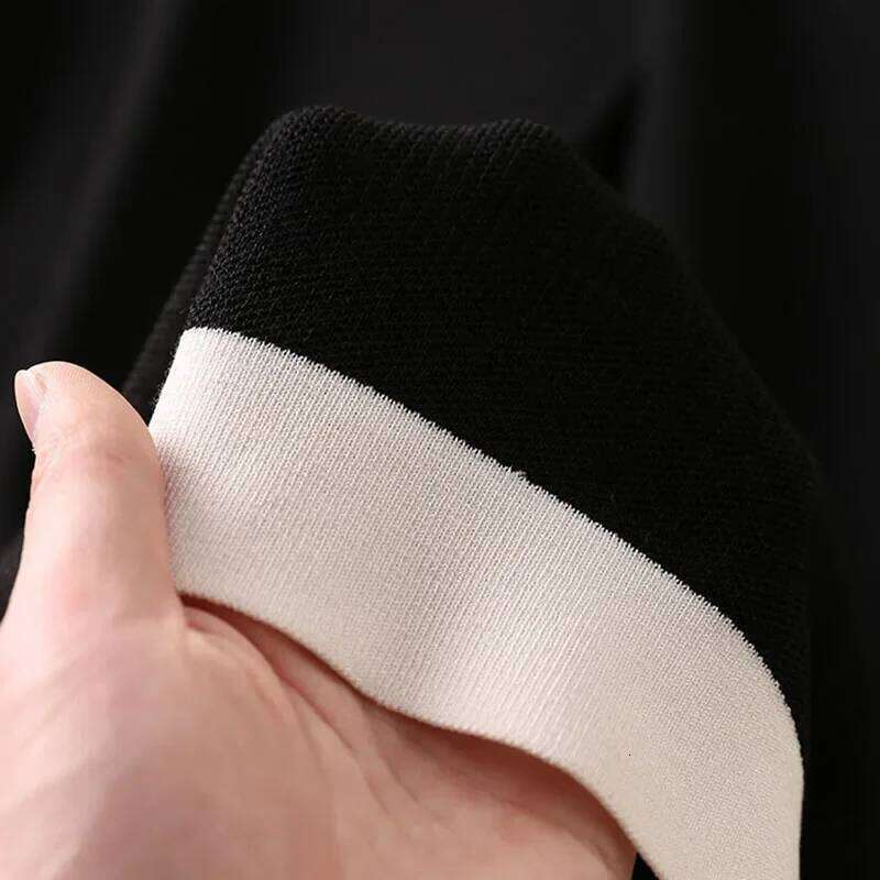 Designer Leisure High Quality 2024 Spring/Summer Women's Ice Silk Knitted Short-Sleeved Split Dress, Literary Style O-Neck Knee-Length Package Hi