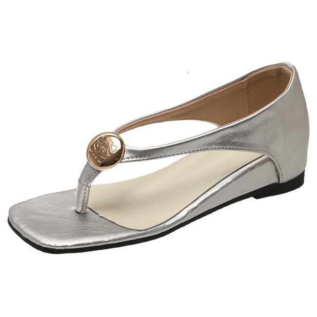 Ddmysports French Women S Sandals Summer Outdoor New Fairy Style Hidden Heel Metal Buckle Clip Square Toe Slippers Outdoor Shoes