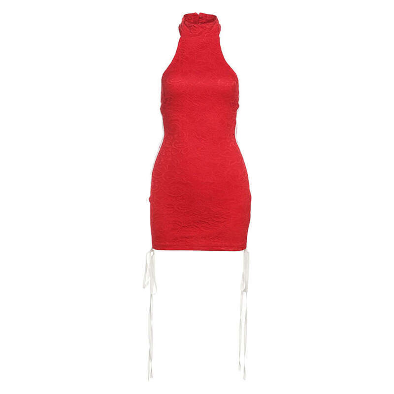 2025 Summer New Sexy Pure Desire Halter Neck Slim Fit Elegant Fashion Trend Sleeveless Dress for Women 181