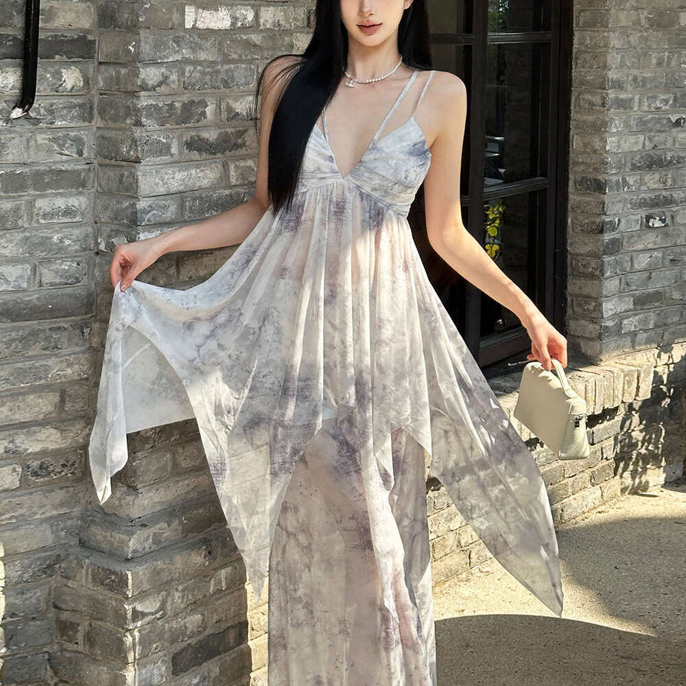 2025 Summer New Deep V Sexy Slimming Backless Top High Waist Slim Skirt for Women b3a