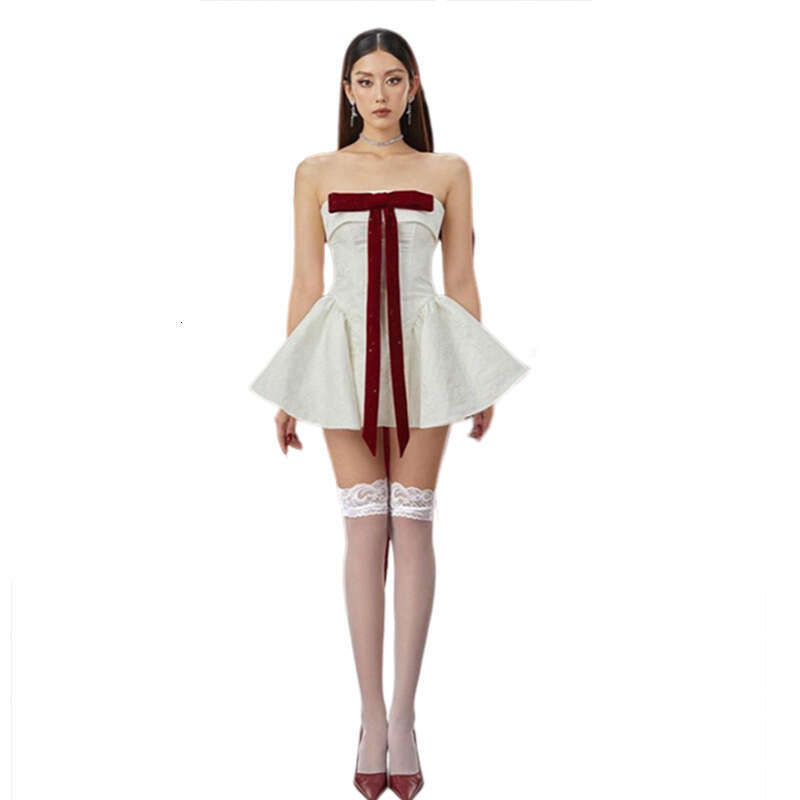 Women's 2024 Autumn New Fashion Sexy Off-Shoulder Strapless High-Waist Dress 12b
