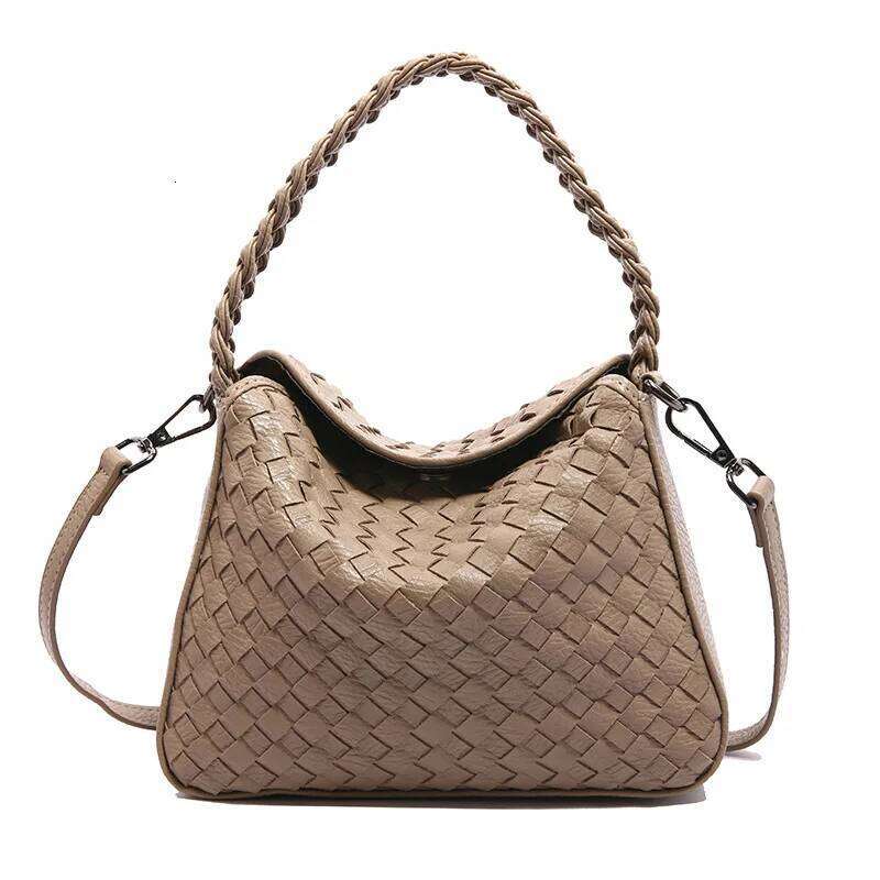 New Woven Single Shoulder Bag Women Large Capacity Casual Crossbody PU Material Handbag