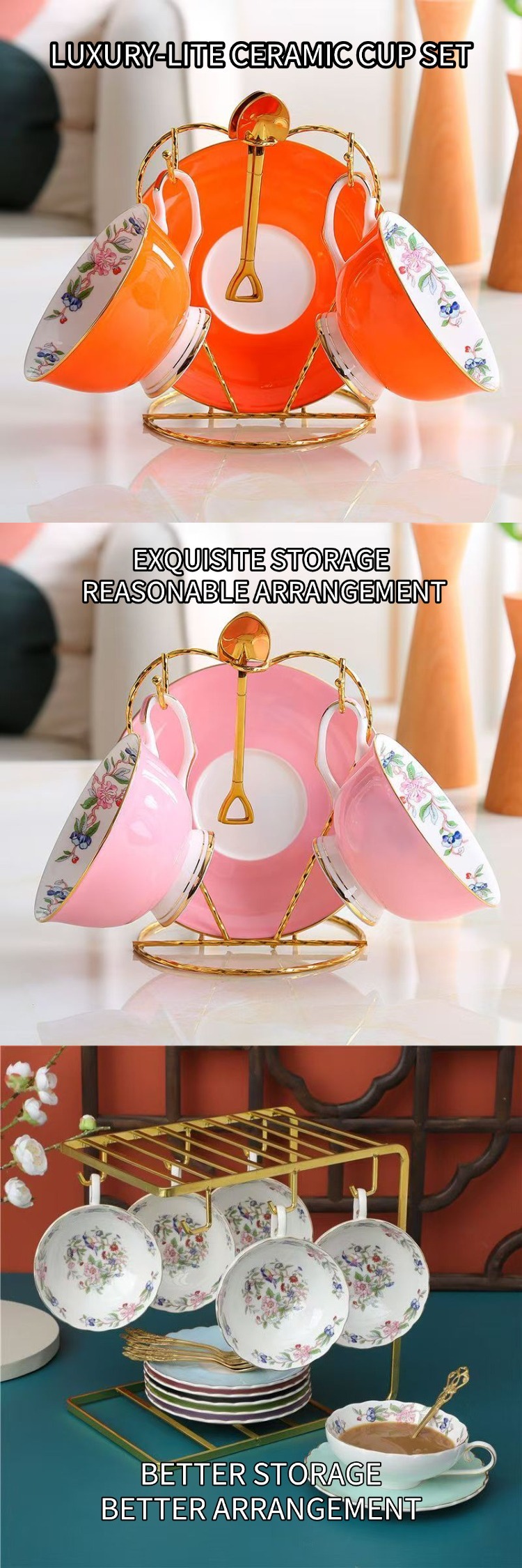 Ceramic cup set Elegant Light Luxury Ceramic Mug Set for Everyday Use