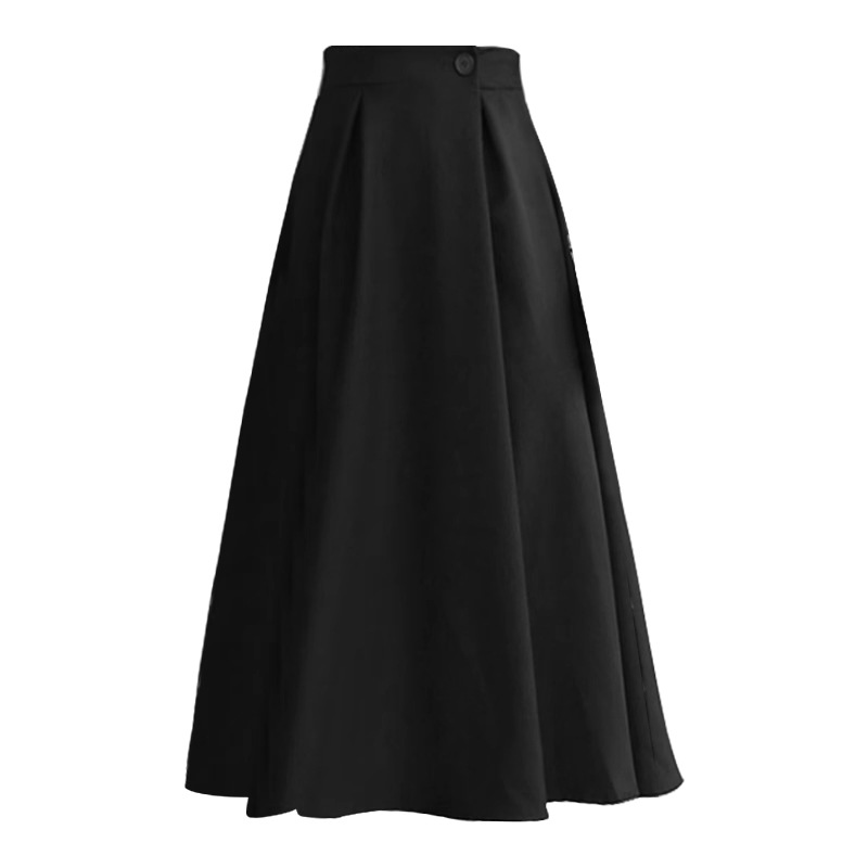 MU2103 solid color loose skirt female new high waist cover cross a-line skirt small commuting leisure
