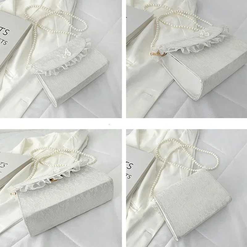 Crossbody Bags for Women Vintage Lace Pearl Chain Ladies Small Square Shoulder Bag Fem Clutch Purse Handbags Messenger Y250725