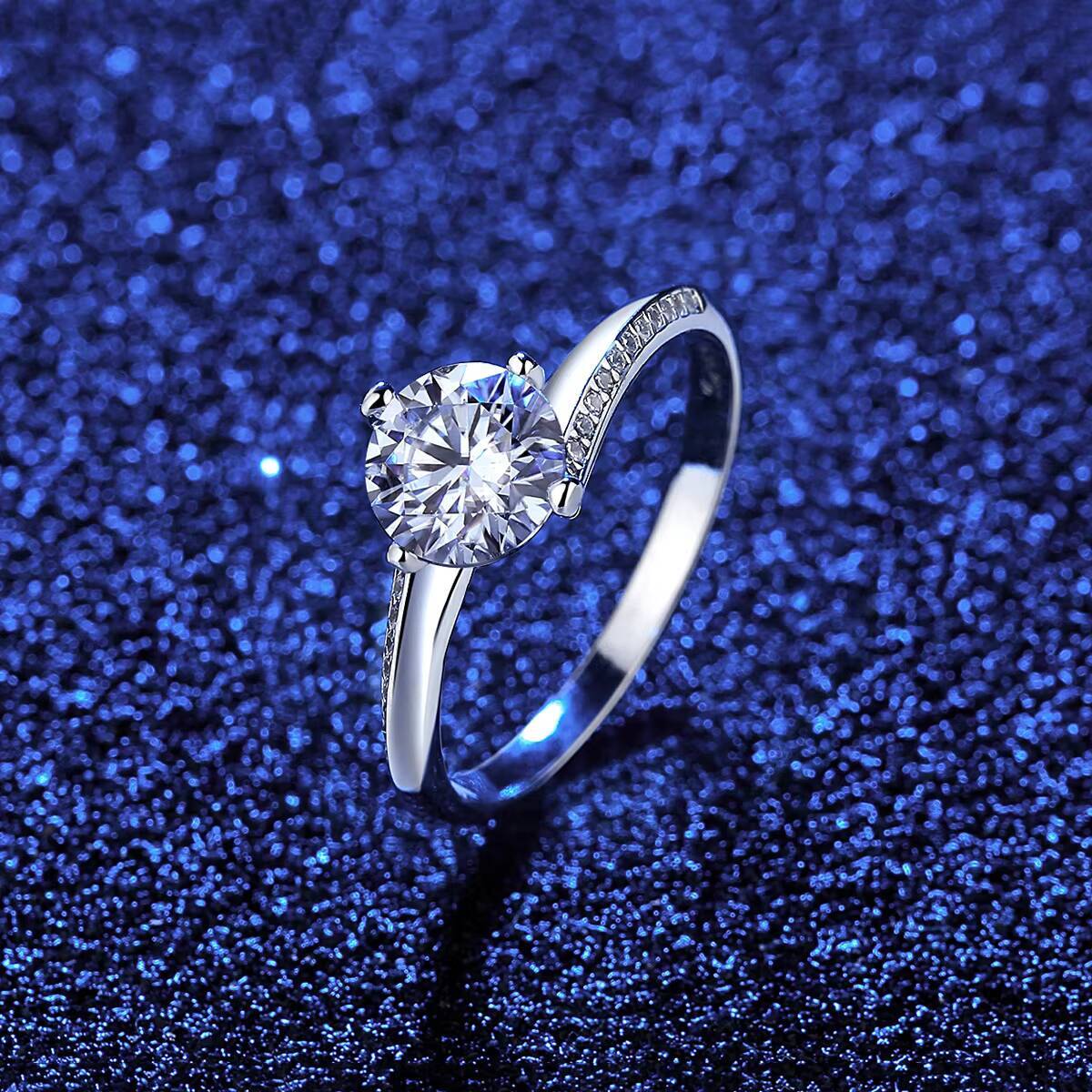 Wholesale High Quality Moissanite Ring 925 Sterling Silver VVS1 D Color Simple Engagement Wedding Diamond Ring for Women