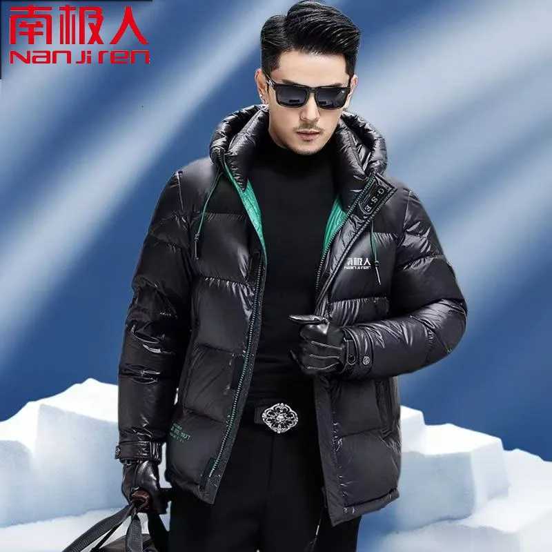 Nanjiren Luxury High-End Winter Down Jacket New Mens Clothing Trend Warm Hooded White Duck Down Coat Black Red Jacket Windproof X250725