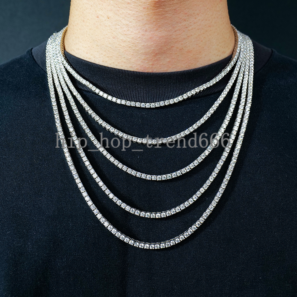 Custom High Quality Mens Hip Hop Jewelry 3mm 16-24inch S925 Silver Iced Out Tennis Chain Mossanite Moissanite Necklace
