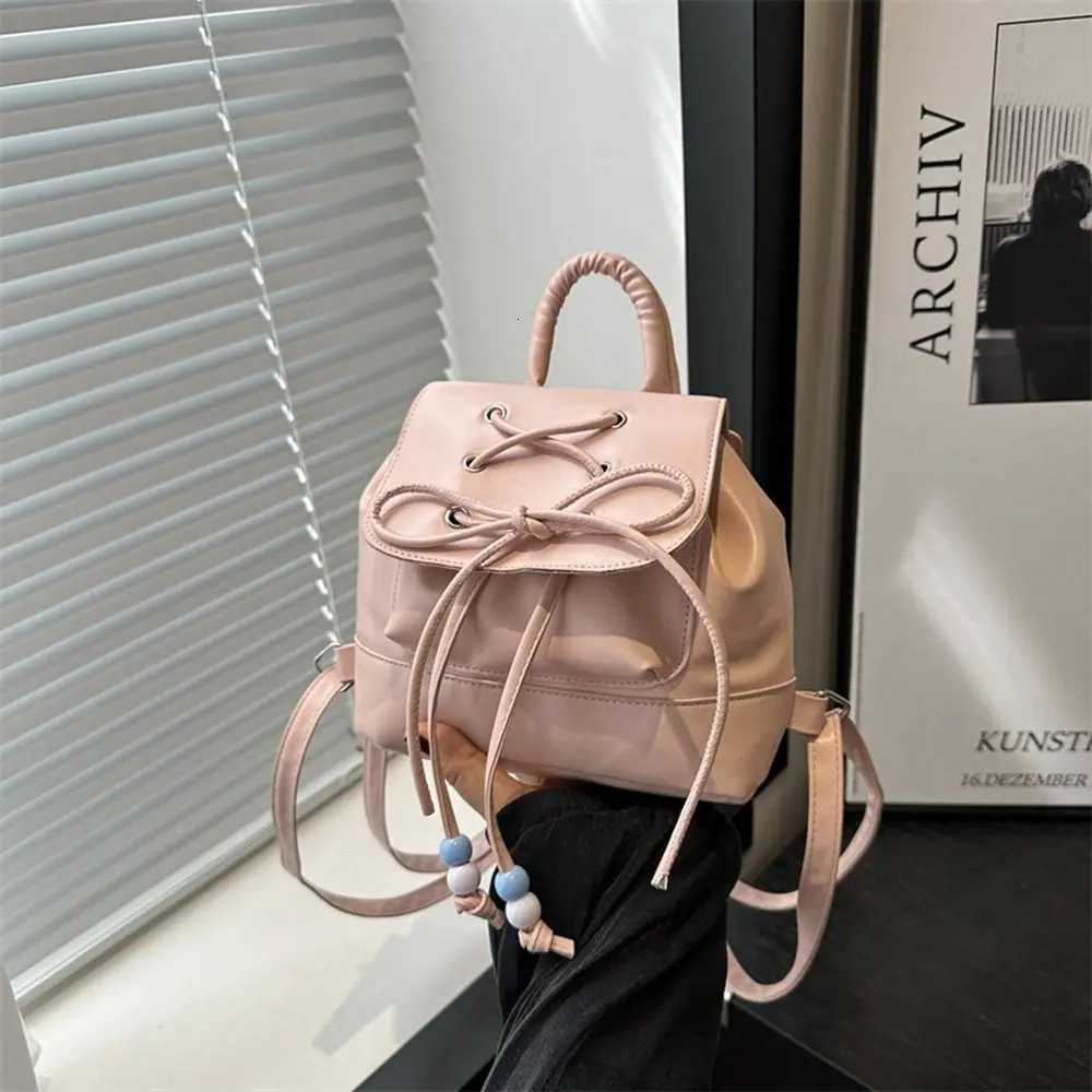 Bowknot Bow Backpack Simple Tie Large Capacity Ballet Style Shoulder Bag Travel Backpack Korean Style School Bag for Ladies Y250724