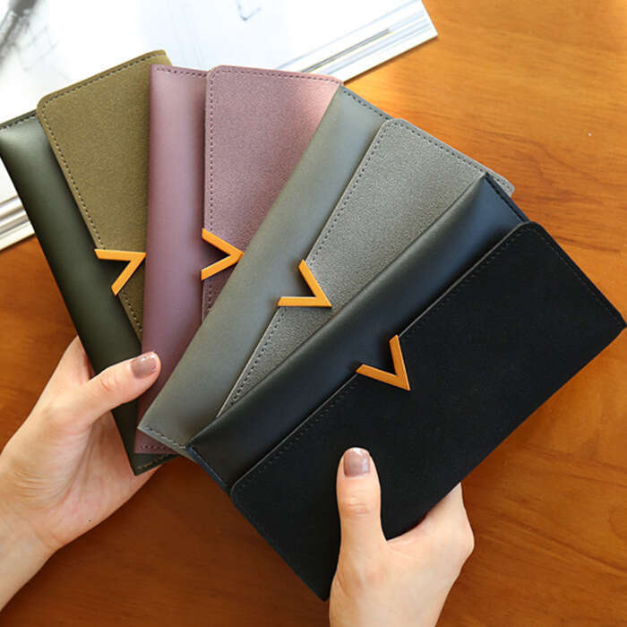 Korean Style Women's Long Wallet New Clutch Bag Solid Color Simple Zipper Student Multi-Card Slots