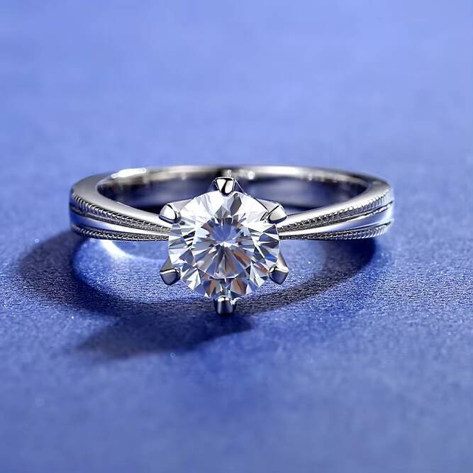 Custom Solitaire Rings Jewelry Moissanite 2ct White Gold Plated Prong Setting 925 Silver Moissanite Wedding Rings