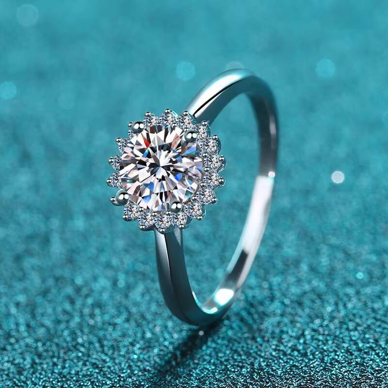 Fine Jewelry Factory Moissanite Finger Rings Women Ladies Promise Wedding Engagement S925 Sterling Silver Jewelry Women Rings