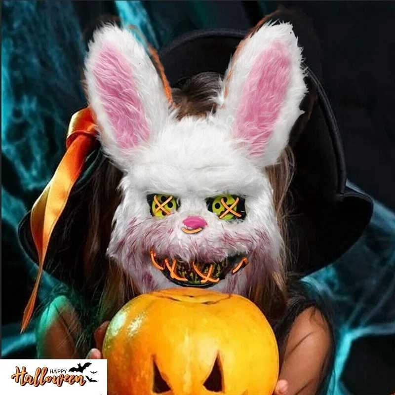 NEW LED Light Halloween Cosplay Face Mask Party Show Stage Makeup Horror Bloody Rabbit Bear Mask Cartoon Carnival Head Cover Y250725