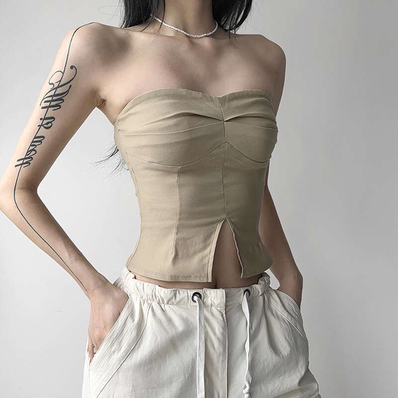 2023 Summer New Women's Solid Color Sexy Slim Waist-Cinching Crop Top Vest 441